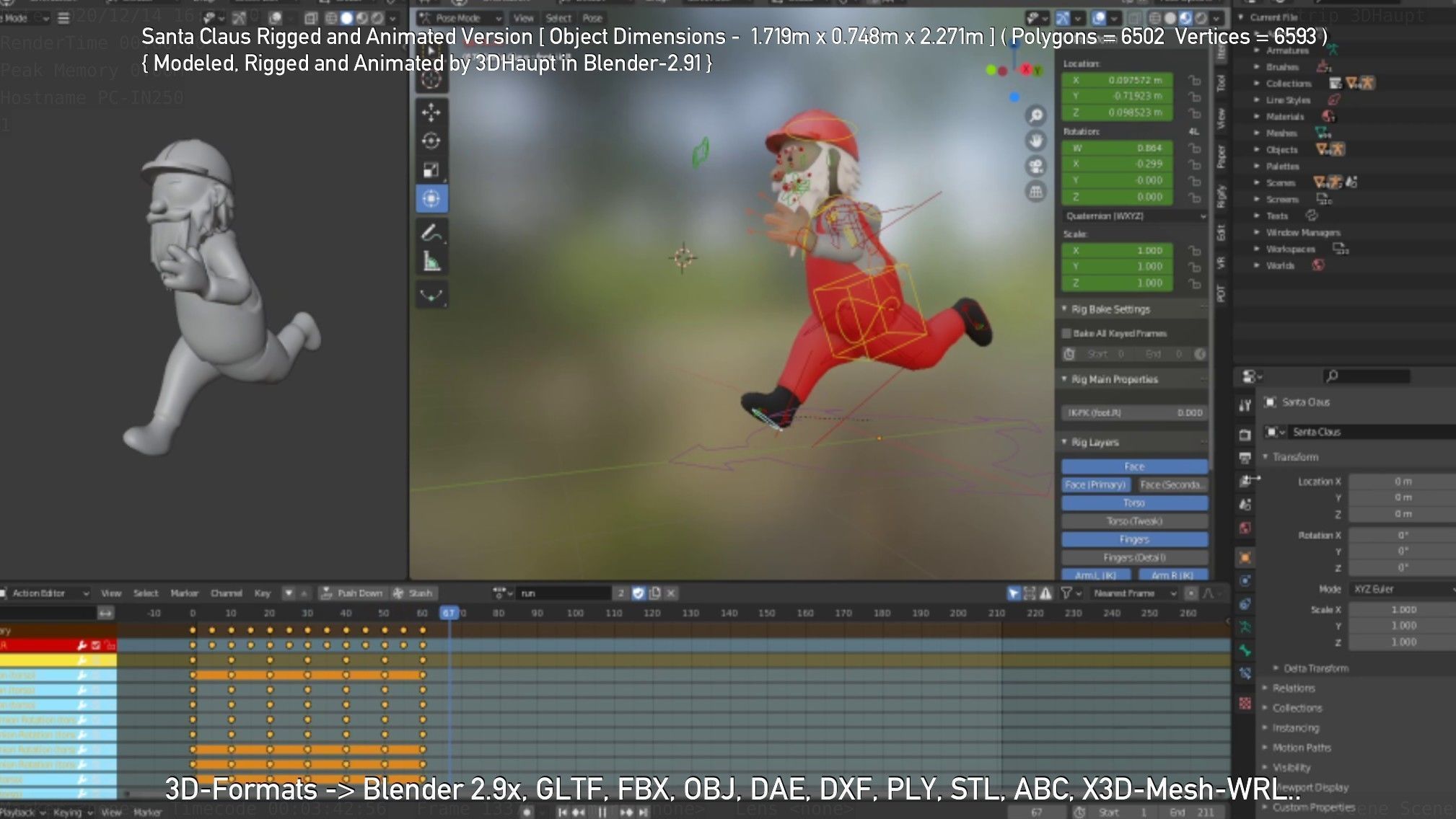 Rigged Santa Claus Low-poly 3D model_93