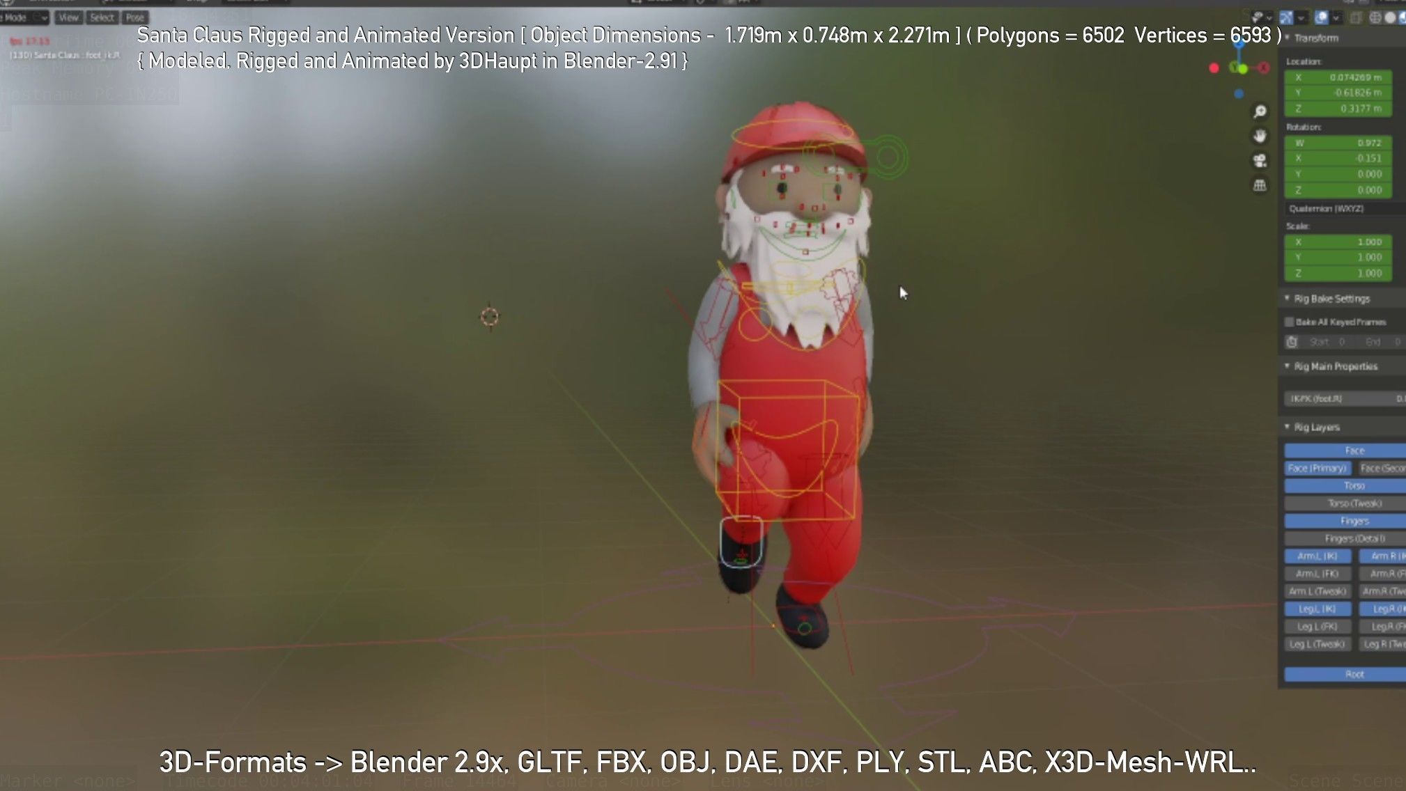 Rigged Santa Claus Low-poly 3D model_60