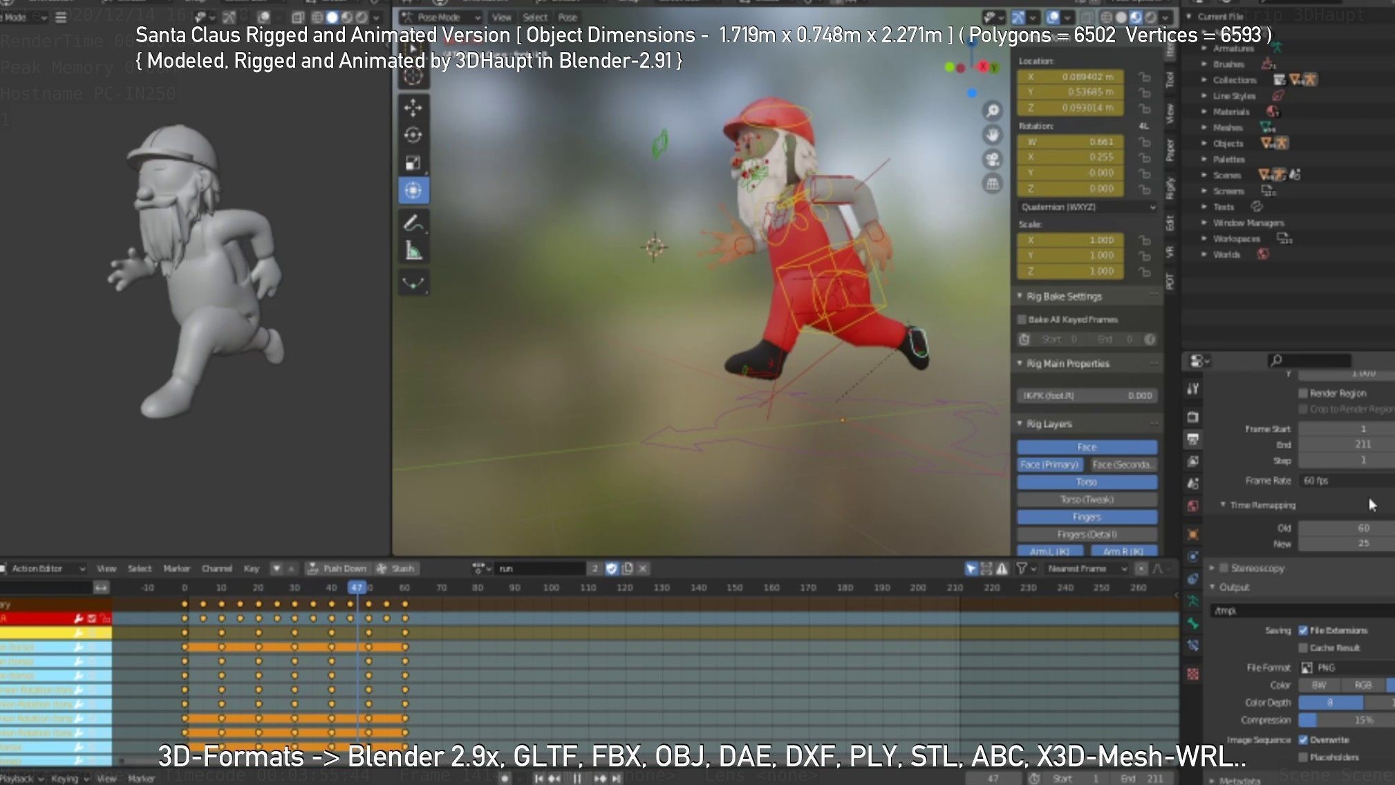 Rigged Santa Claus Low-poly 3D model_59