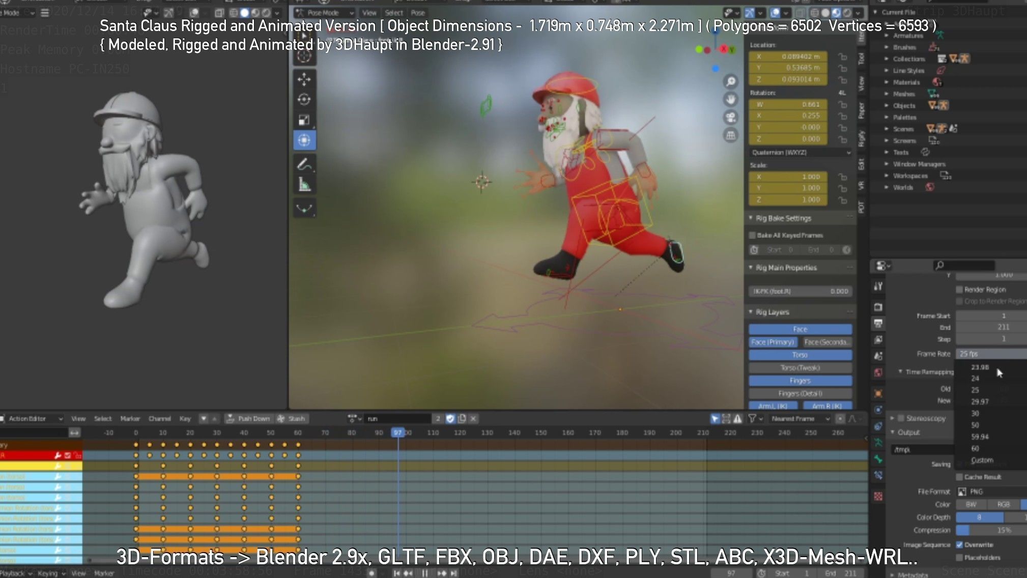 Rigged Santa Claus Low-poly 3D model_96
