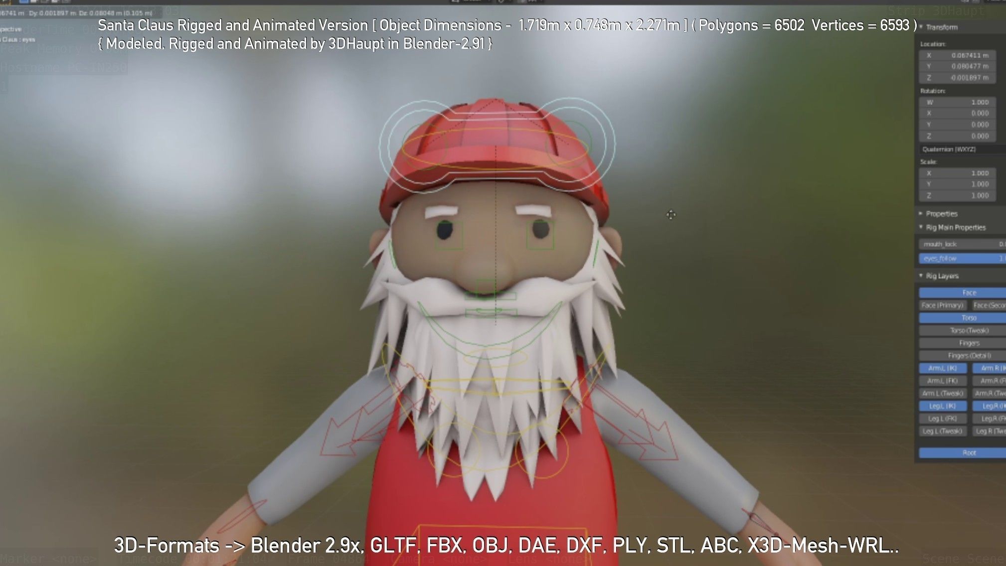 Rigged Santa Claus Low-poly 3D model_33