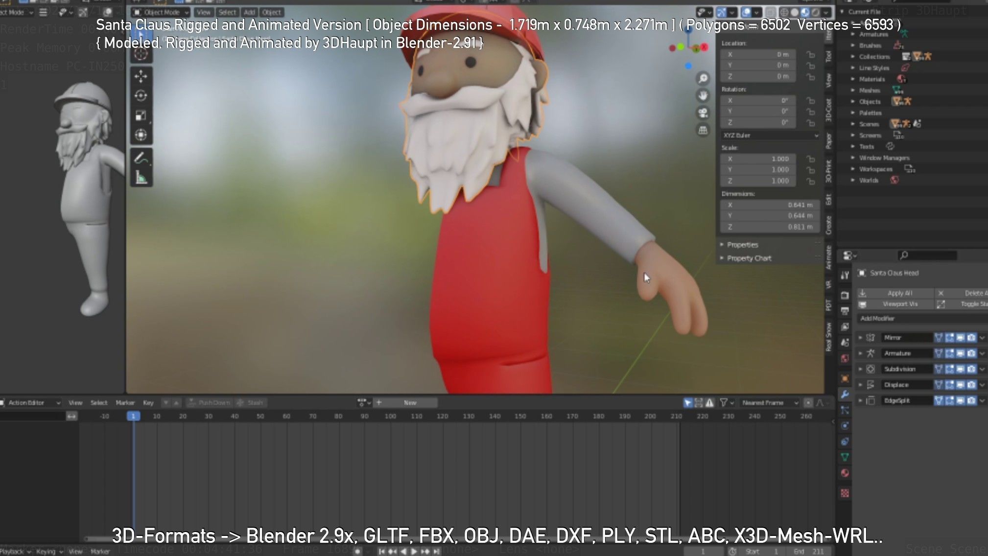 Rigged Santa Claus Low-poly 3D model_101