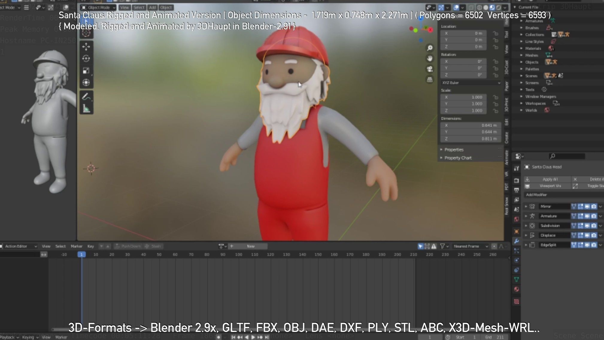 Rigged Santa Claus Low-poly 3D model_130