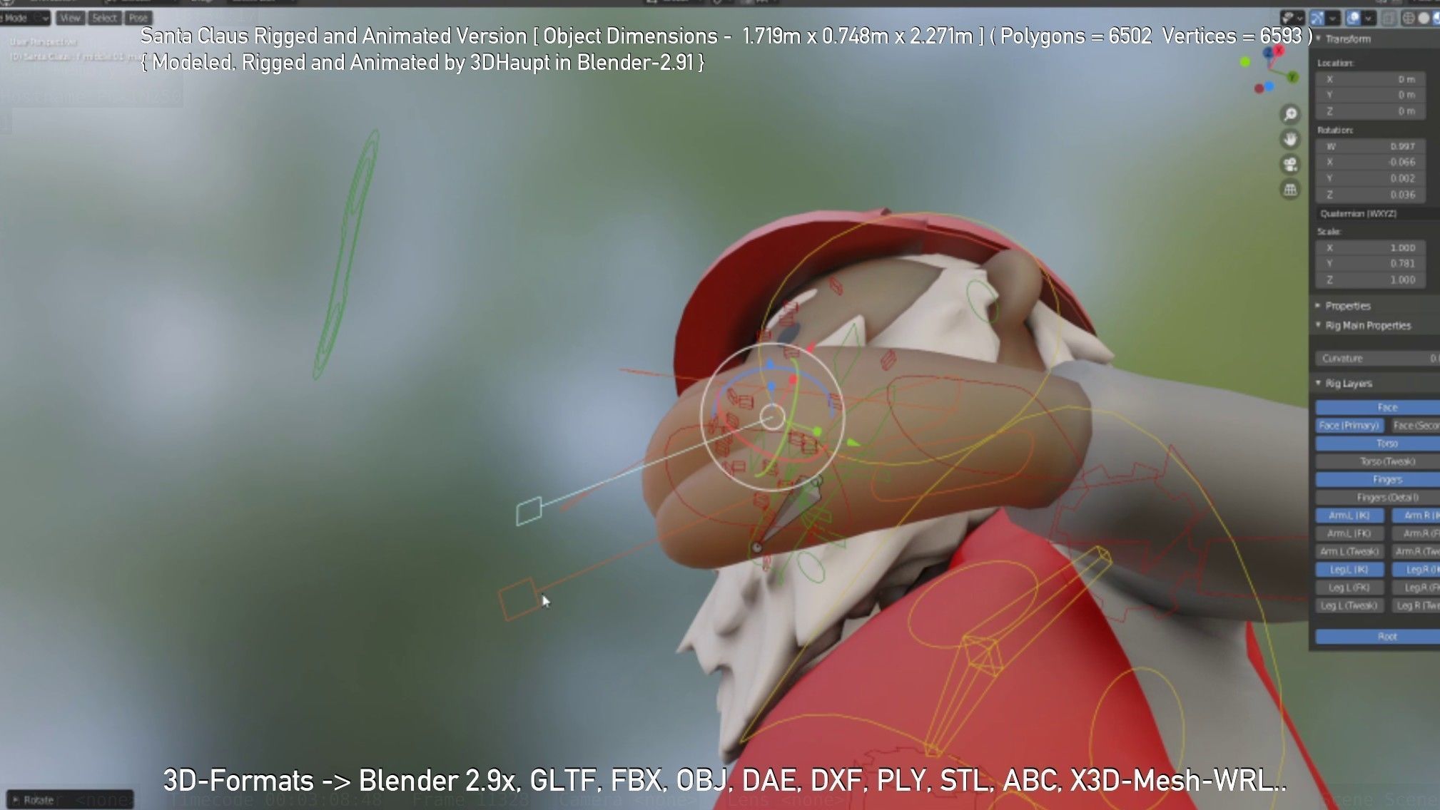 Rigged Santa Claus Low-poly 3D model_17