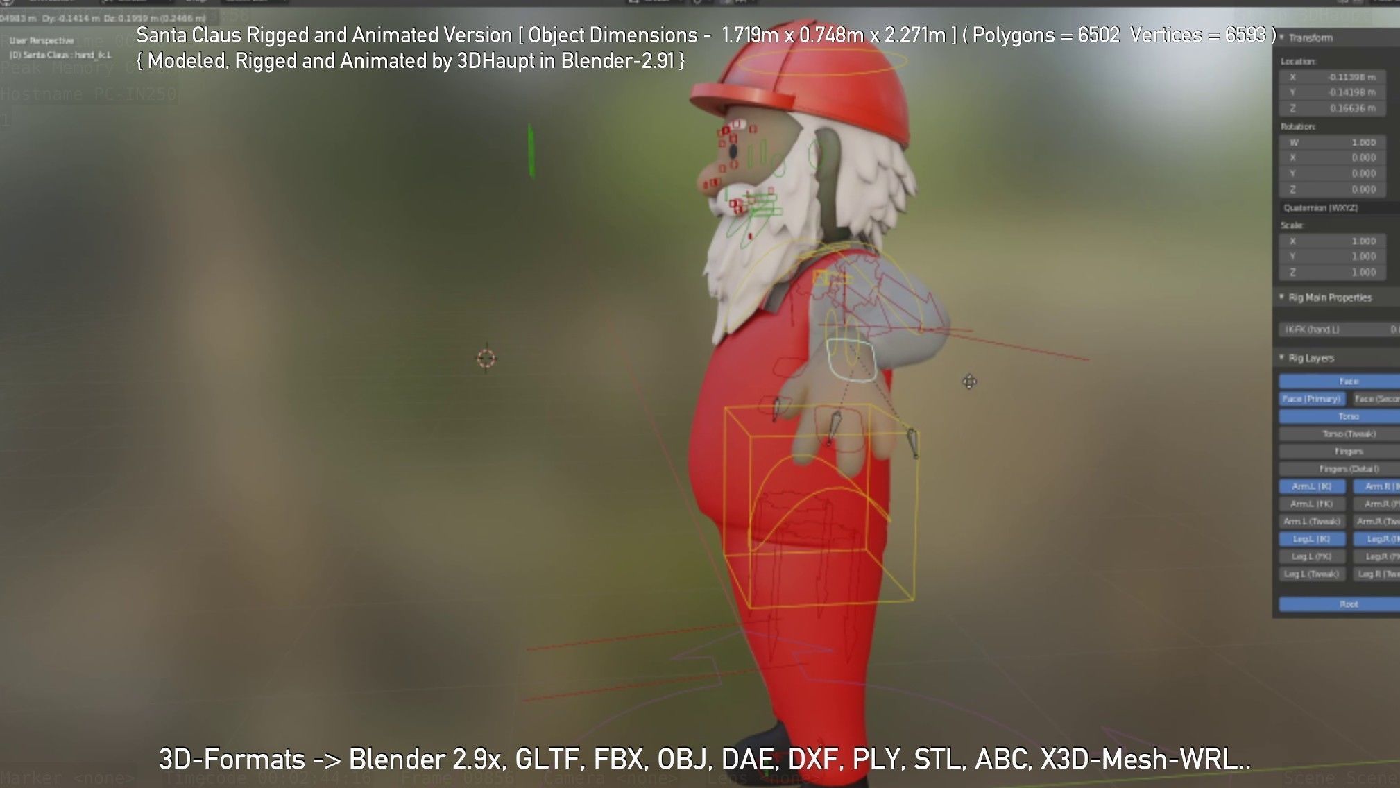 Rigged Santa Claus Low-poly 3D model_125