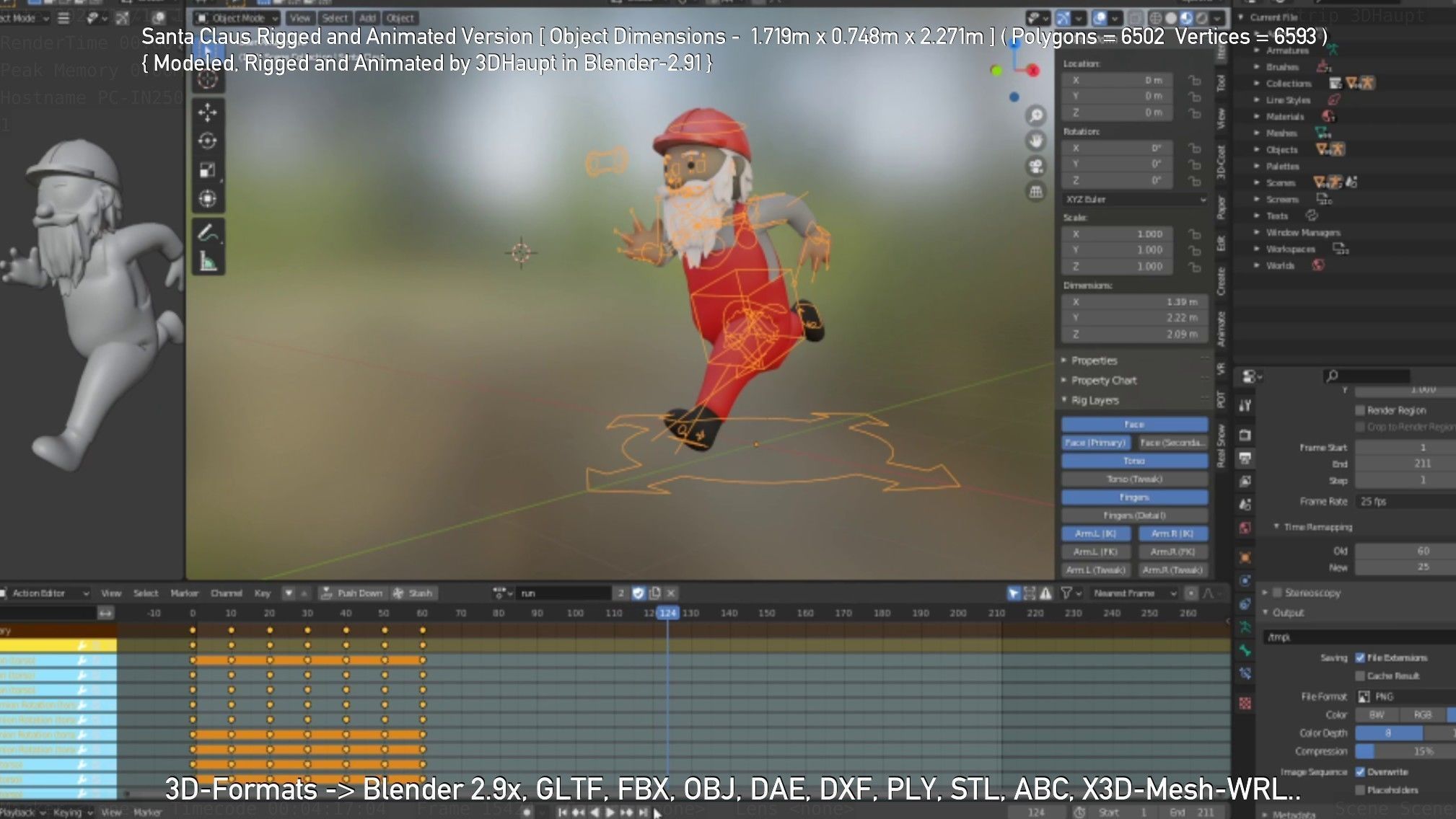 Rigged Santa Claus Low-poly 3D model_63
