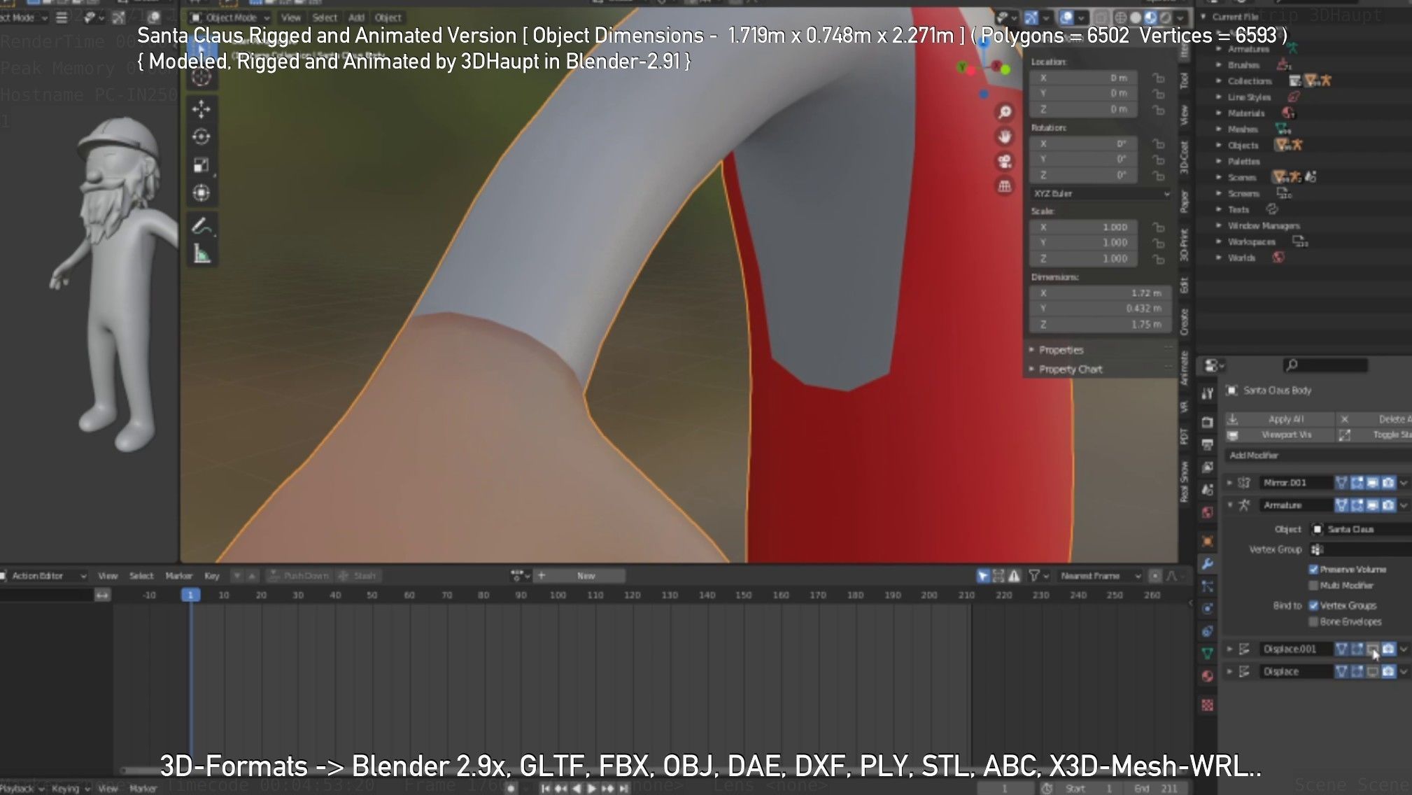 Rigged Santa Claus Low-poly 3D model_70