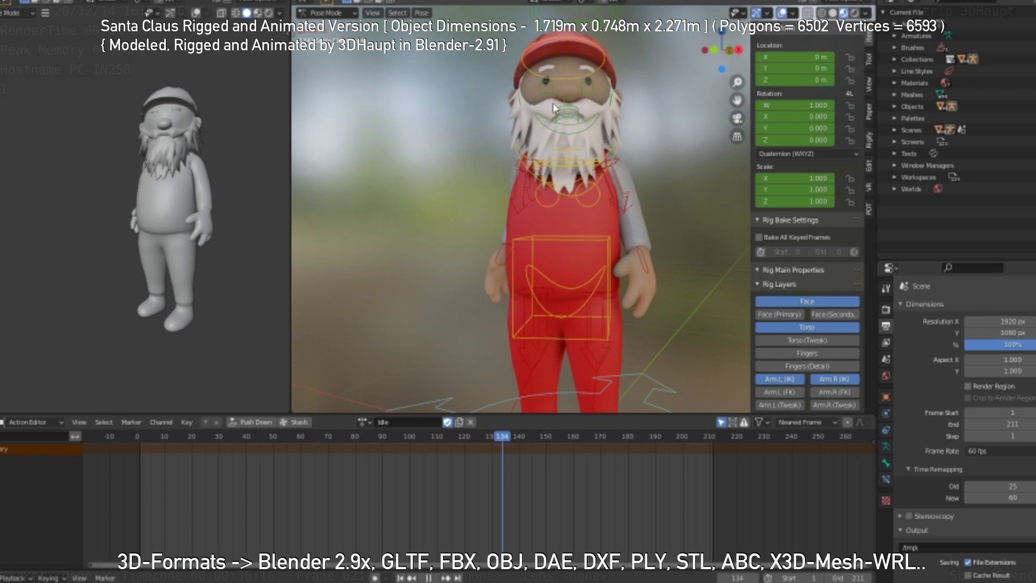 Rigged Santa Claus Low-poly 3D model_111