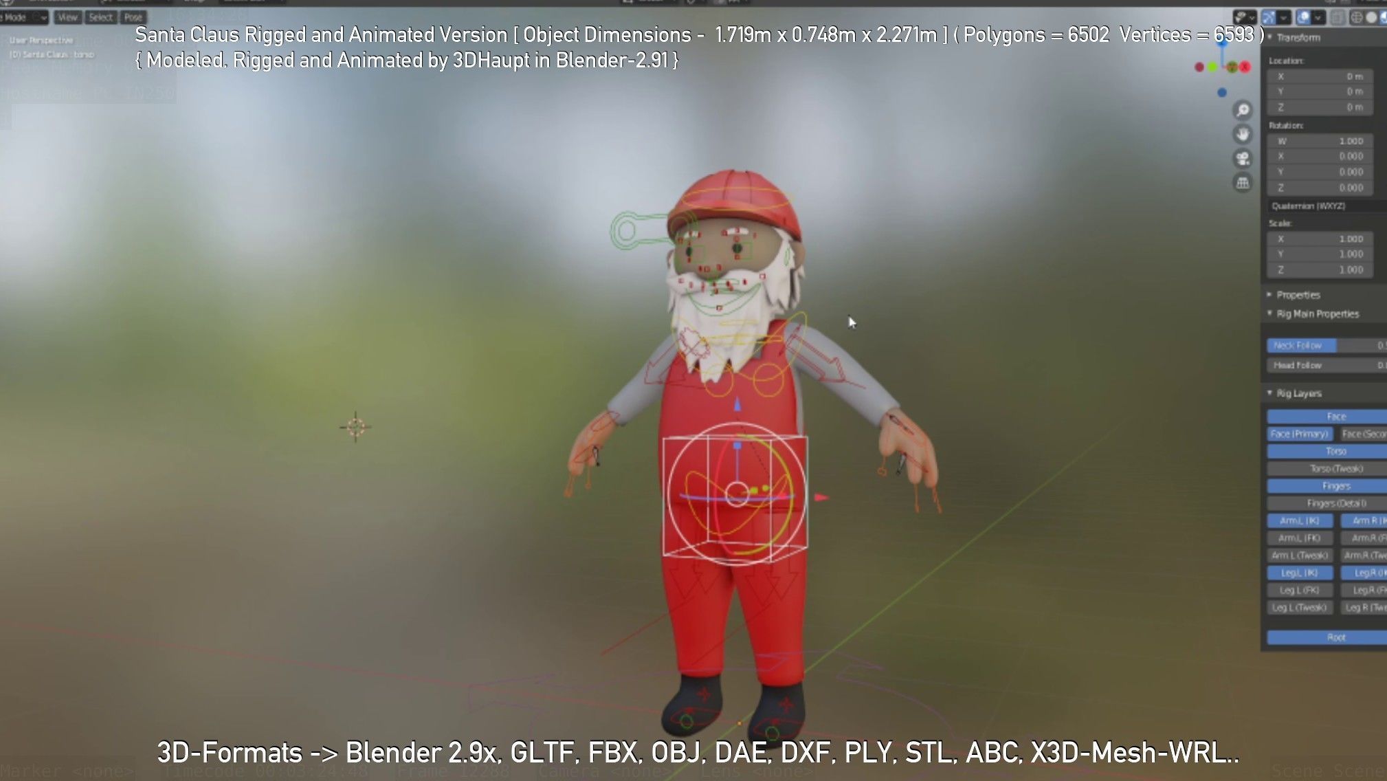 Rigged Santa Claus Low-poly 3D model_129