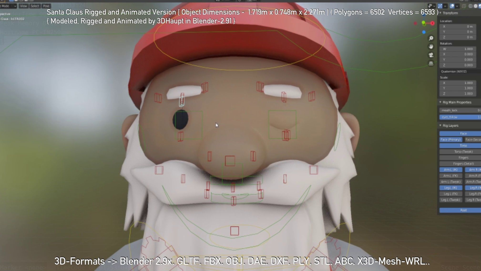 Rigged Santa Claus Low-poly 3D model_116