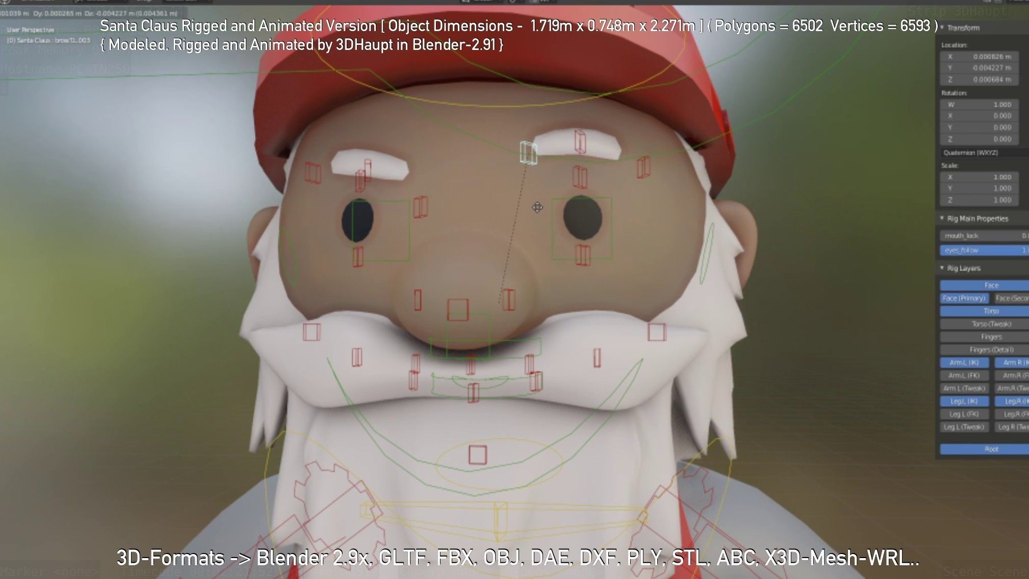 Rigged Santa Claus Low-poly 3D model_42