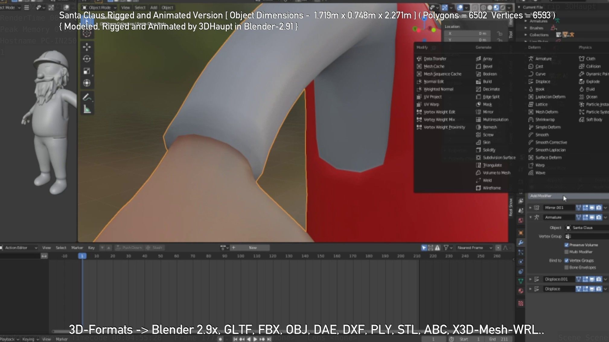 Rigged Santa Claus Low-poly 3D model_103