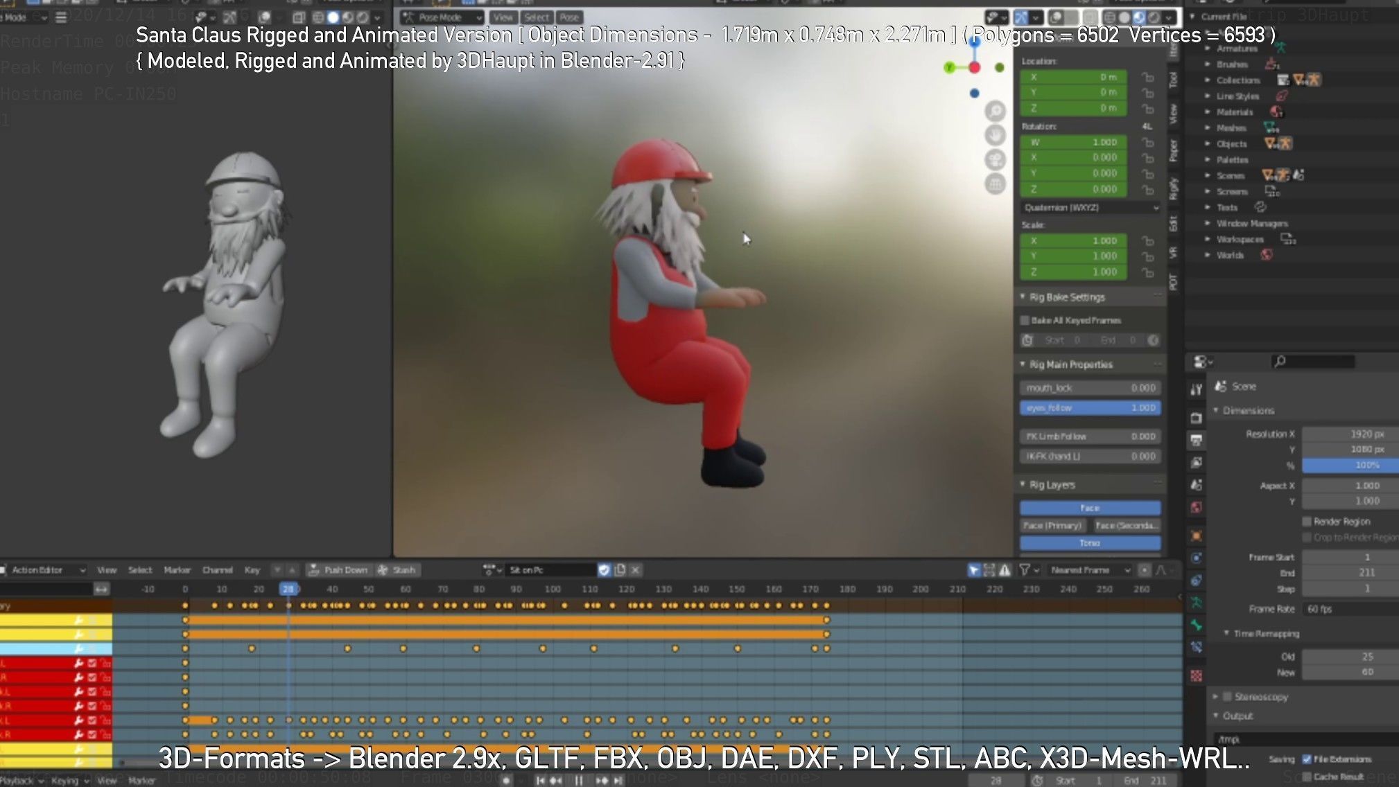 Rigged Santa Claus Low-poly 3D model_26