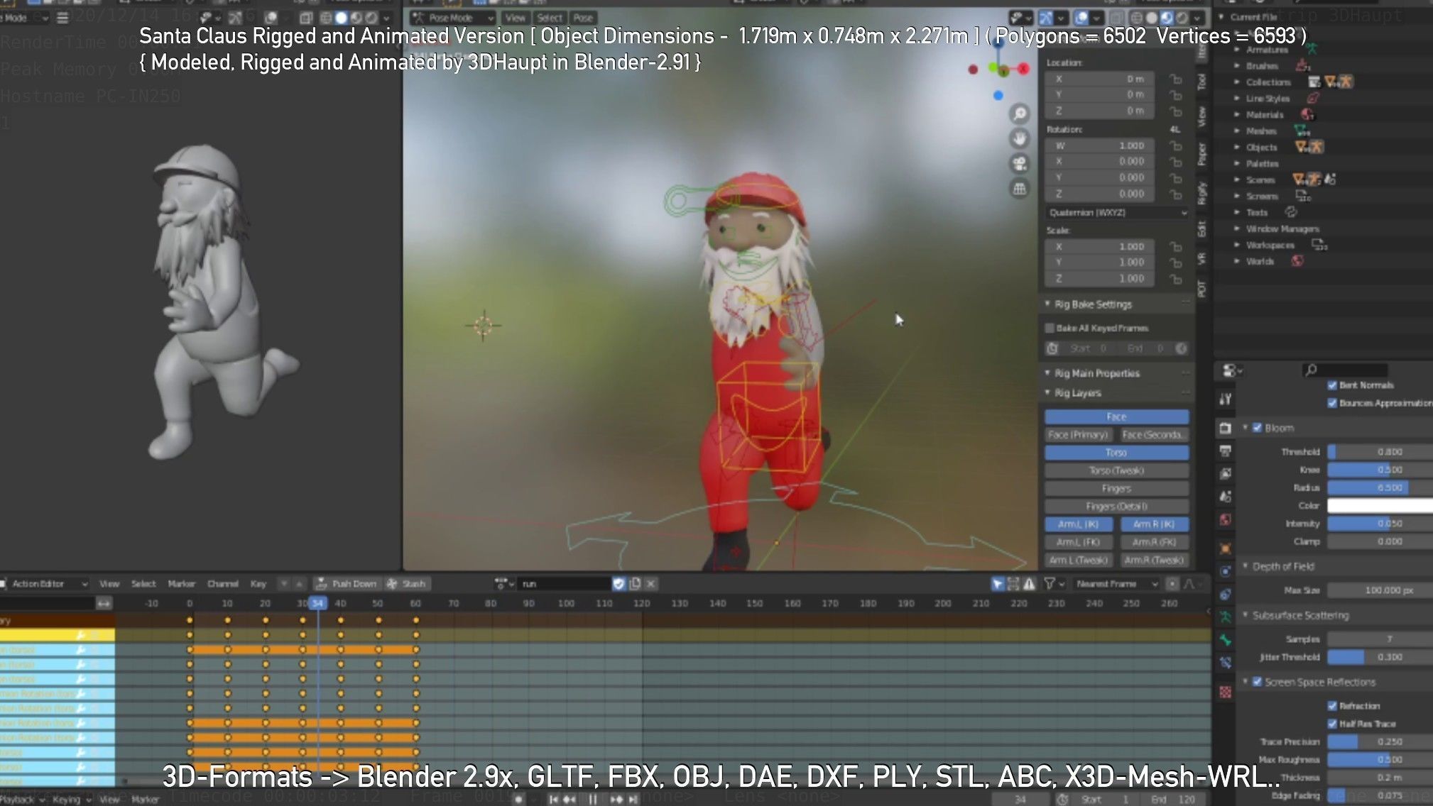 Rigged Santa Claus Low-poly 3D model_107
