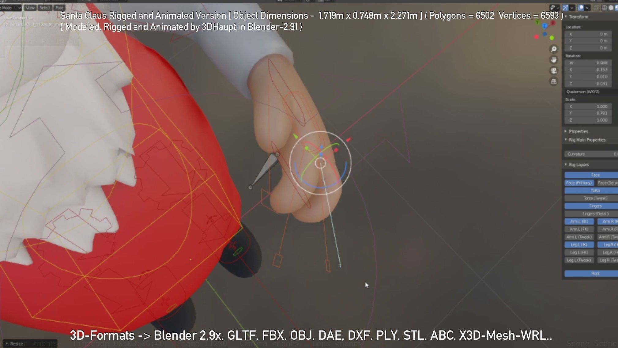 Rigged Santa Claus Low-poly 3D model_89