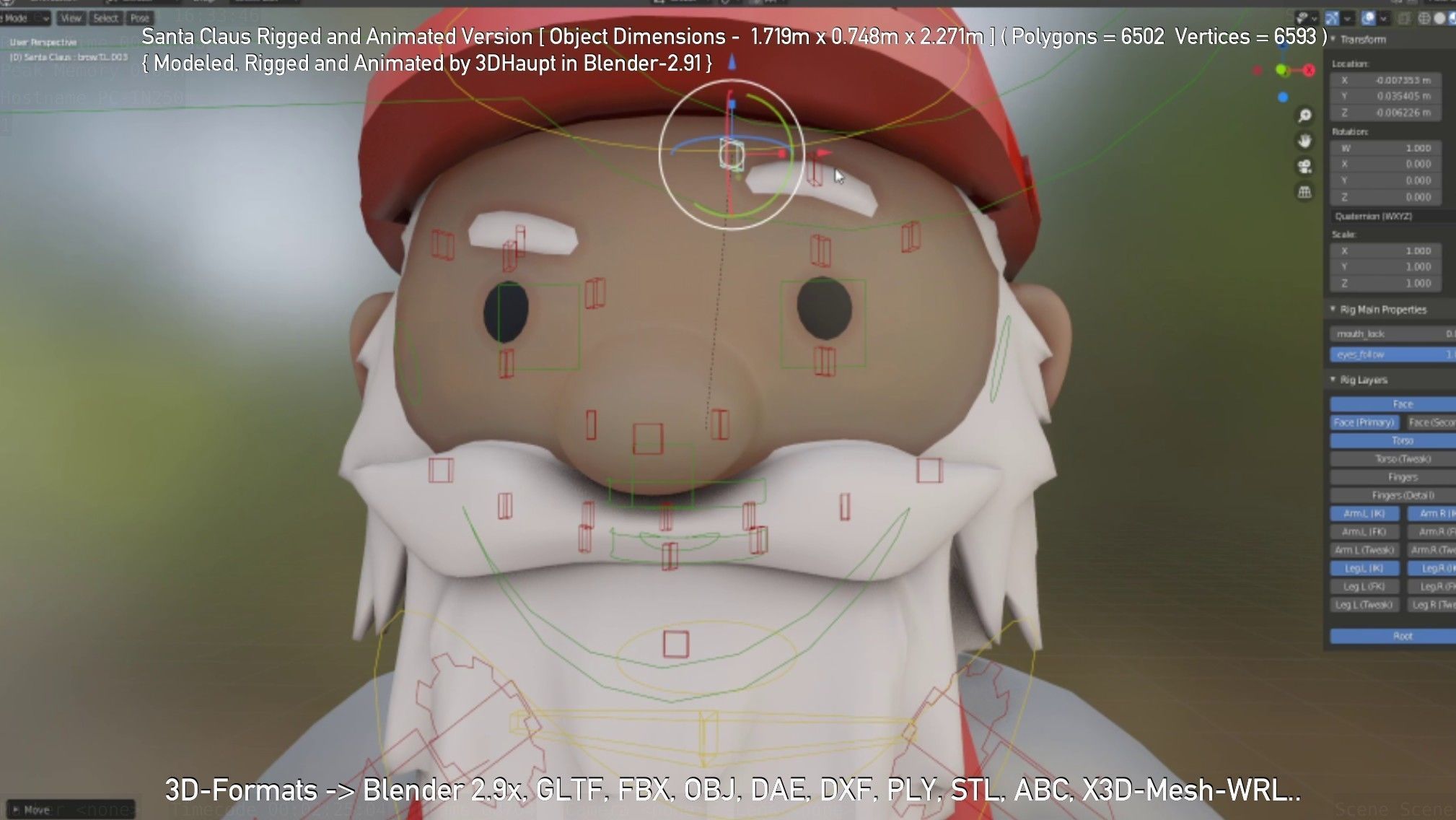 Rigged Santa Claus Low-poly 3D model_85