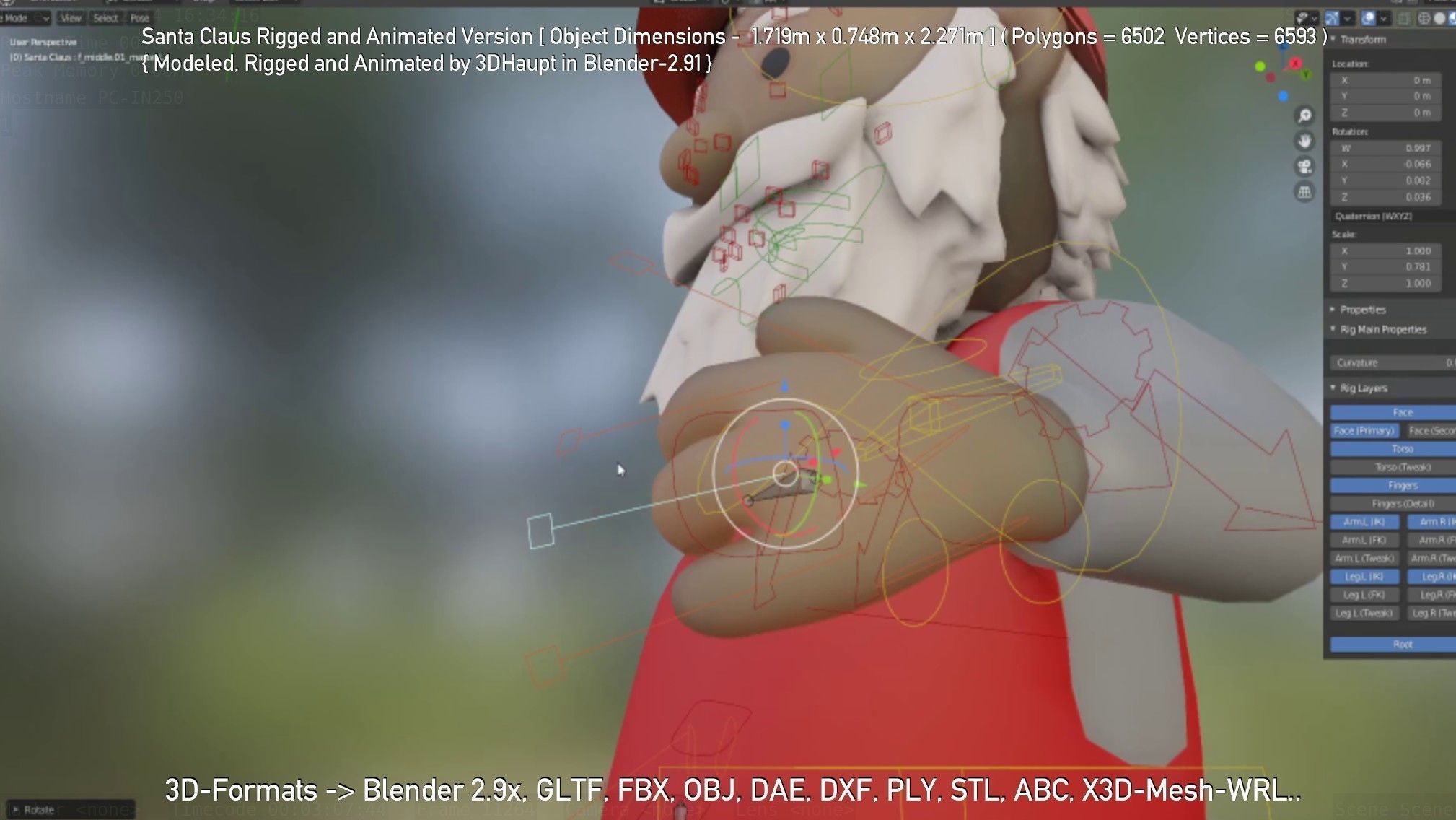 Rigged Santa Claus Low-poly 3D model_50