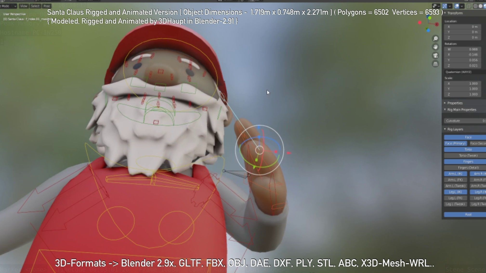 Rigged Santa Claus Low-poly 3D model_127