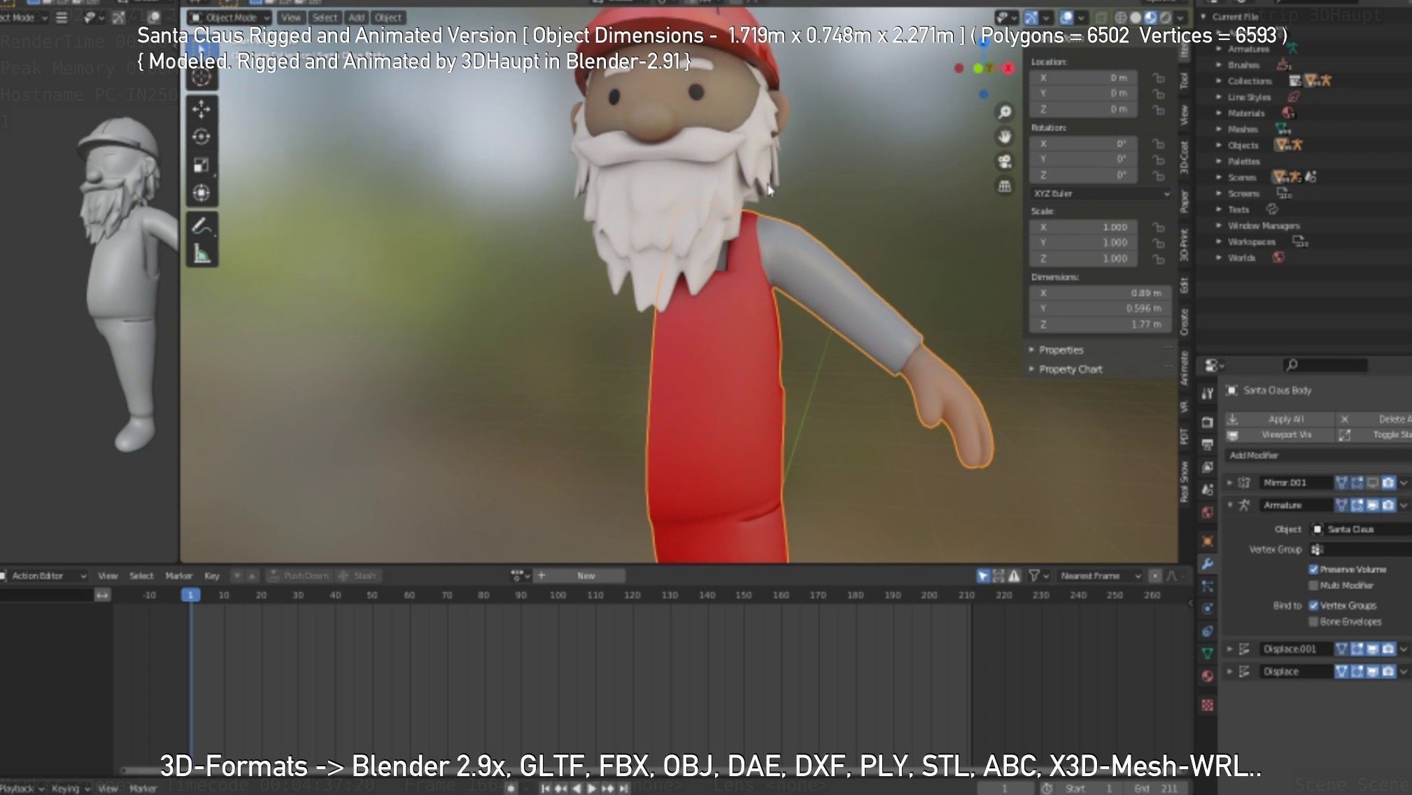 Rigged Santa Claus Low-poly 3D model_67
