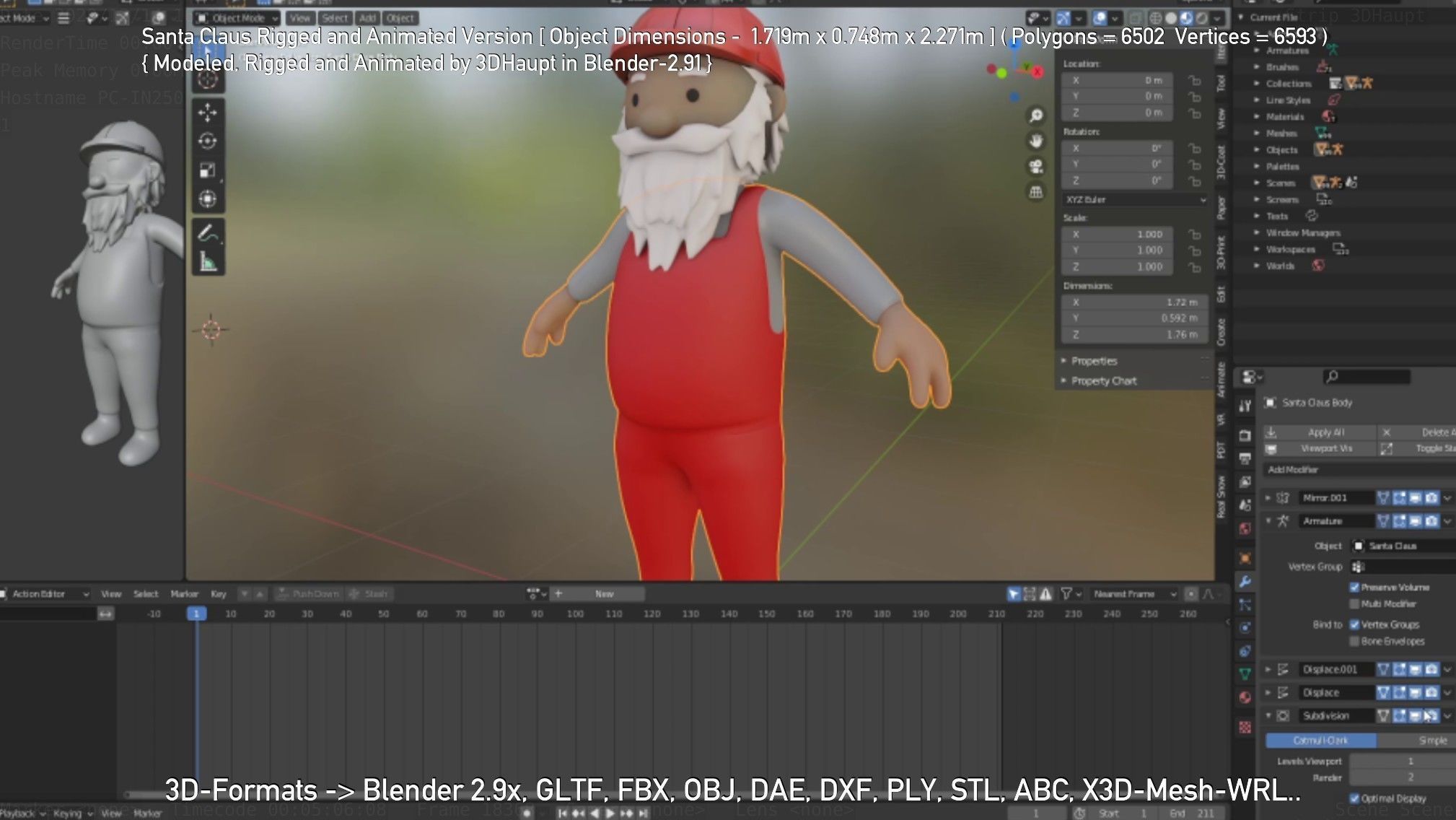 Rigged Santa Claus Low-poly 3D model_139