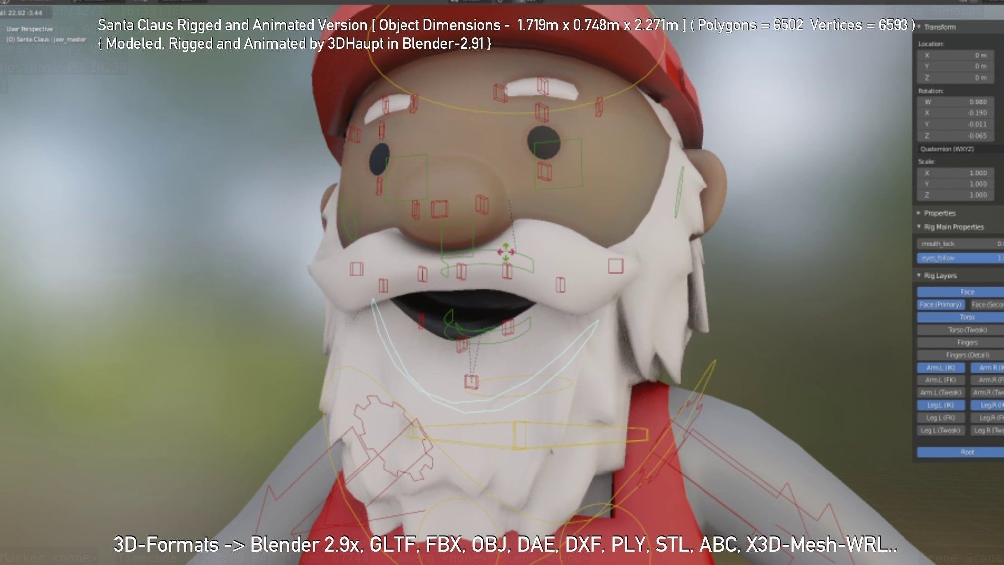 Rigged Santa Claus Low-poly 3D model_8