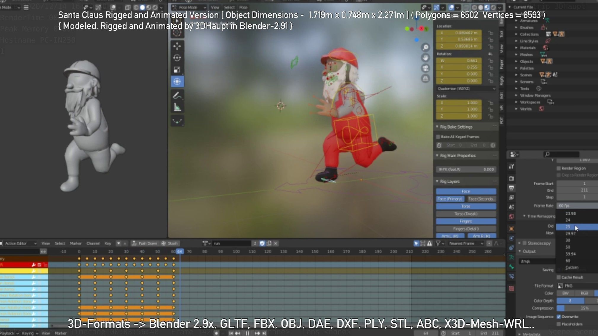 Rigged Santa Claus Low-poly 3D model_122