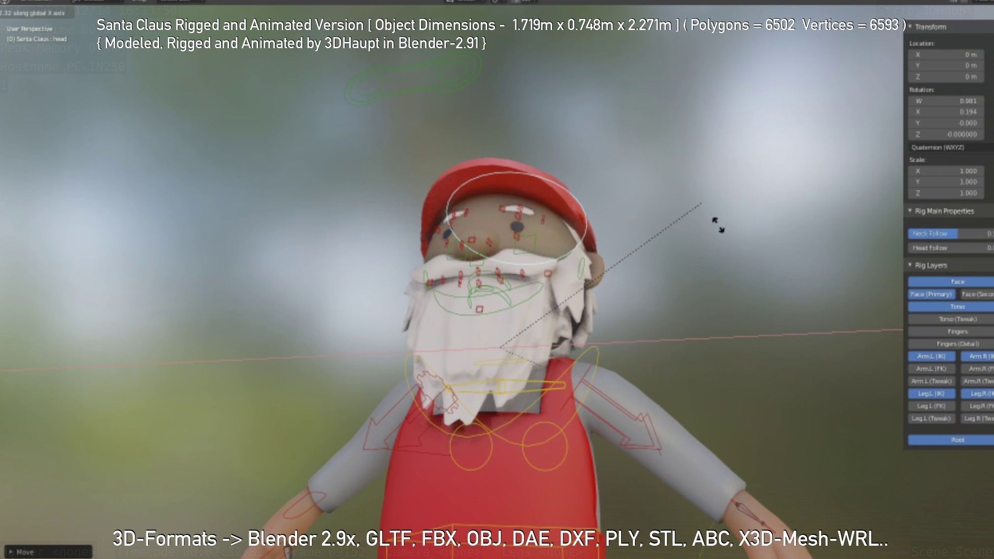 Rigged Santa Claus Low-poly 3D model_124