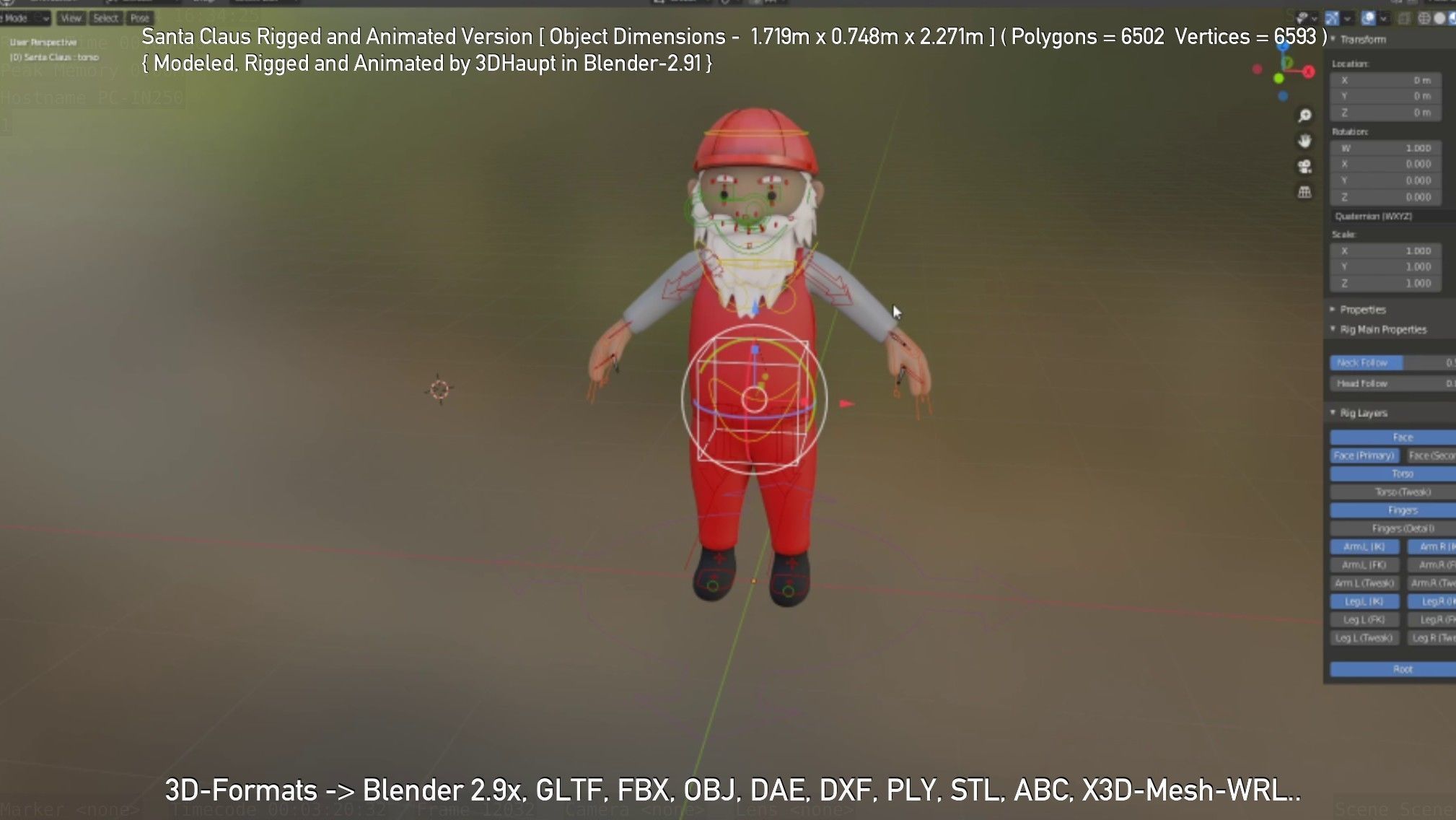 Rigged Santa Claus Low-poly 3D model_52