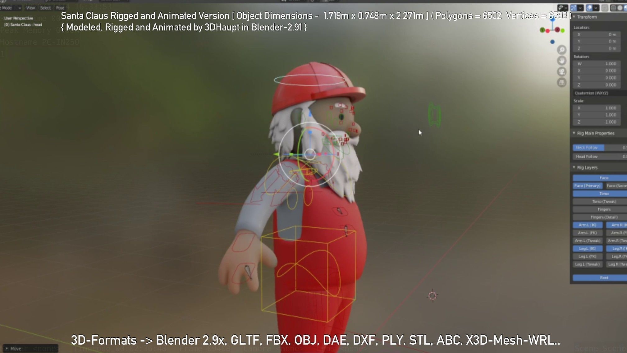 Rigged Santa Claus Low-poly 3D model_15