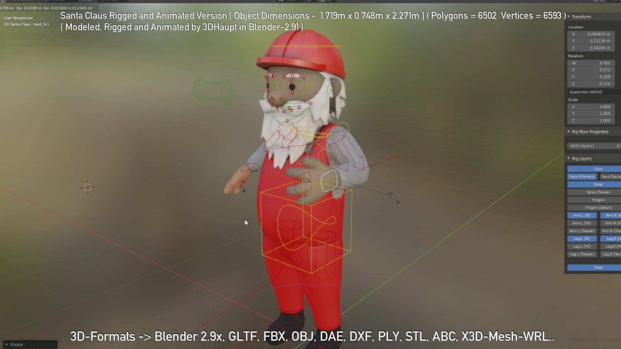 Rigged Santa Claus Low-poly 3D model_16