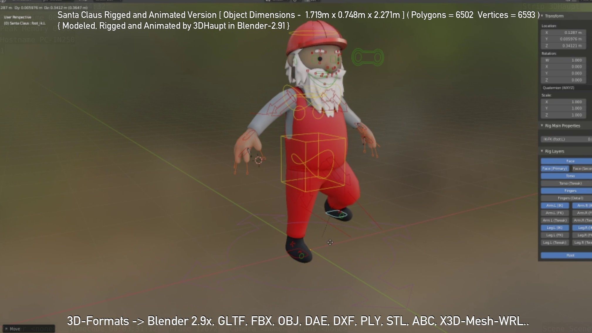 Rigged Santa Claus Low-poly 3D model_55