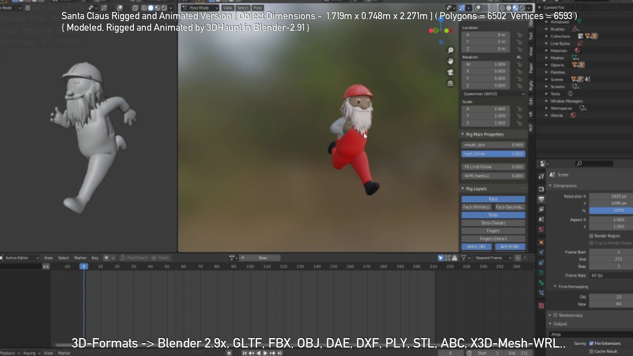 Rigged Santa Claus Low-poly 3D model_82