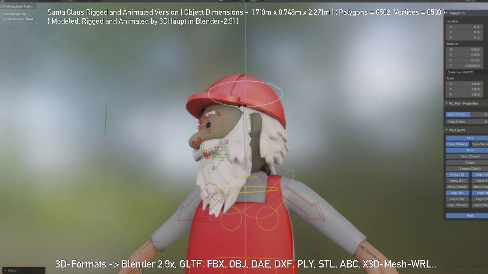 Rigged Santa Claus Low-poly 3D model_11