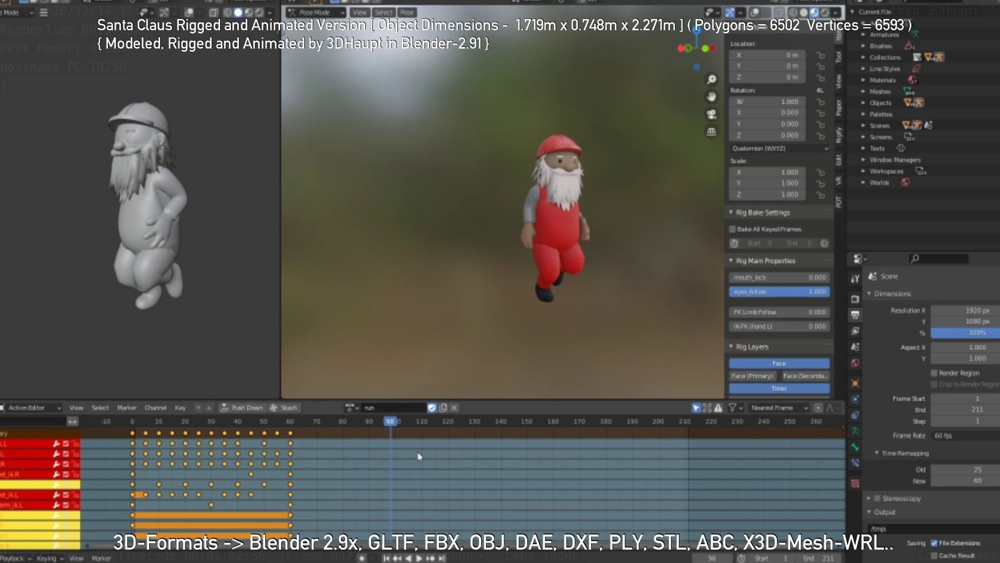 Rigged Santa Claus Low-poly 3D model_132