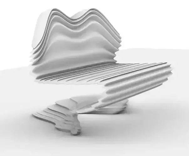 Parametric Organic Bench Outdoor Furniture  Low-poly 3D model