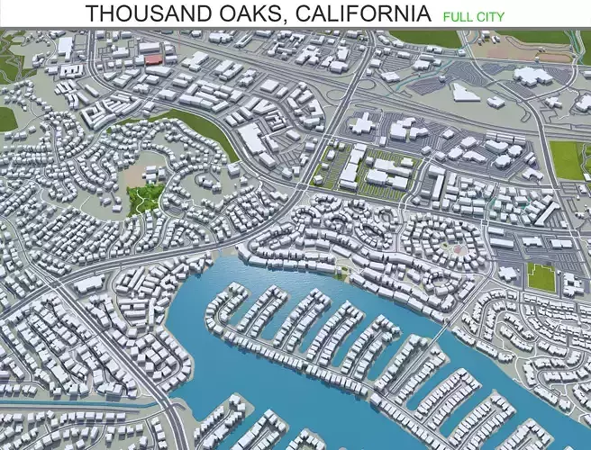Thousand Oaks California USA 40km Low-poly 3D model