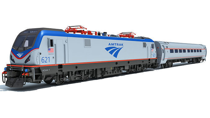 ACS-64 Amtrak Passenger Train 3D model