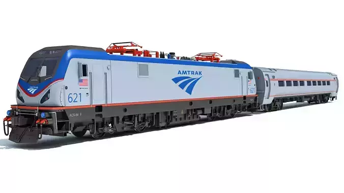 ACS-64 Amtrak Passenger Train 3D model