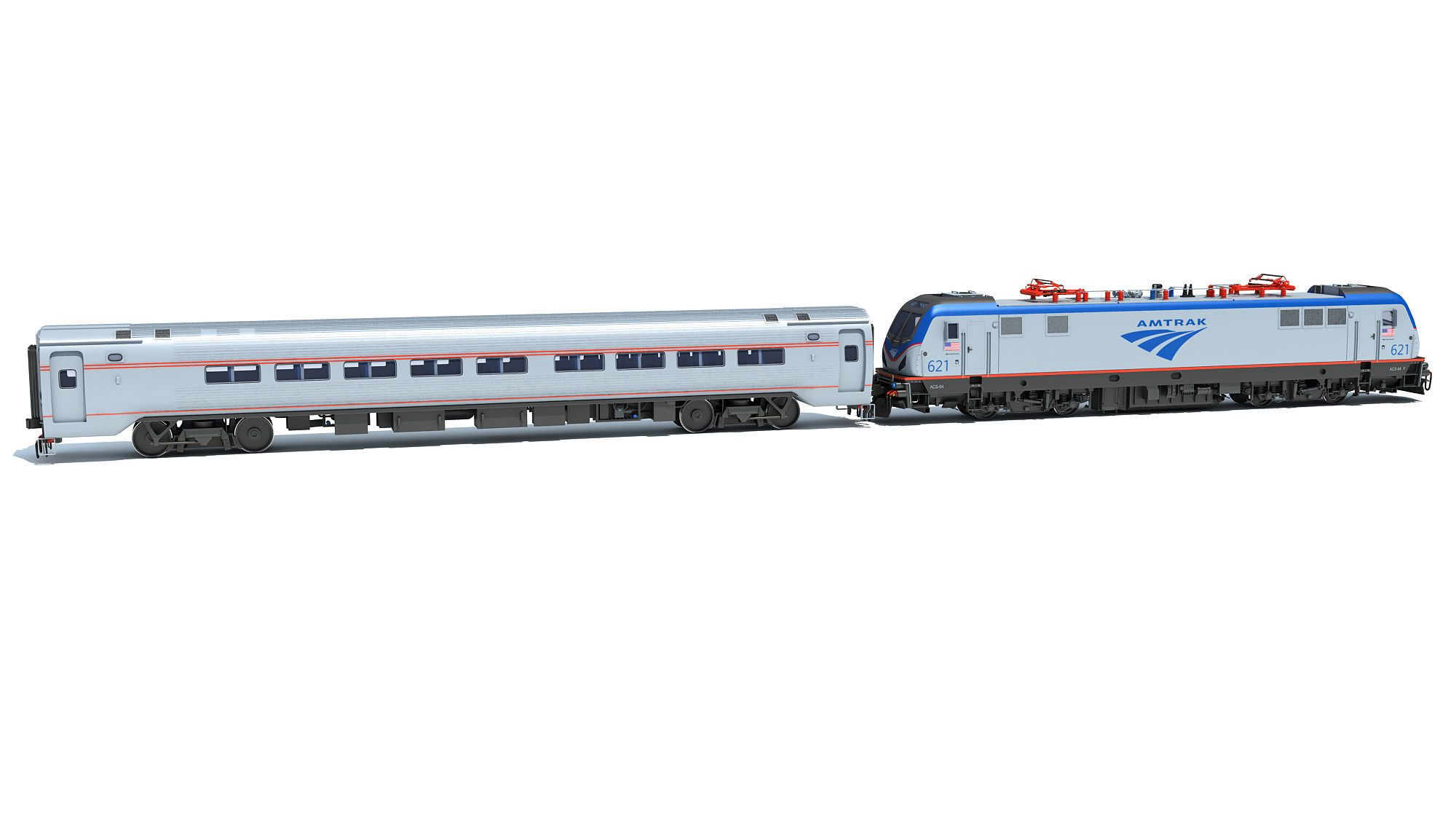 ACS-64 Amtrak Passenger Train 3D model_6