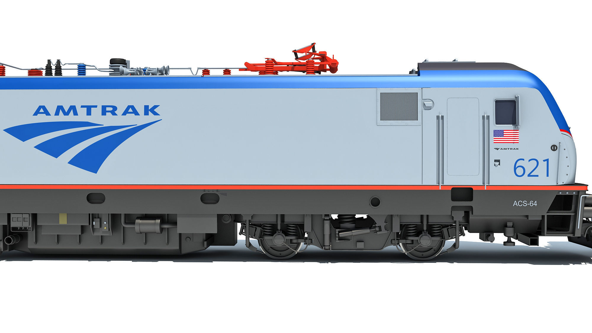 ACS-64 Amtrak Passenger Train 3D model_17