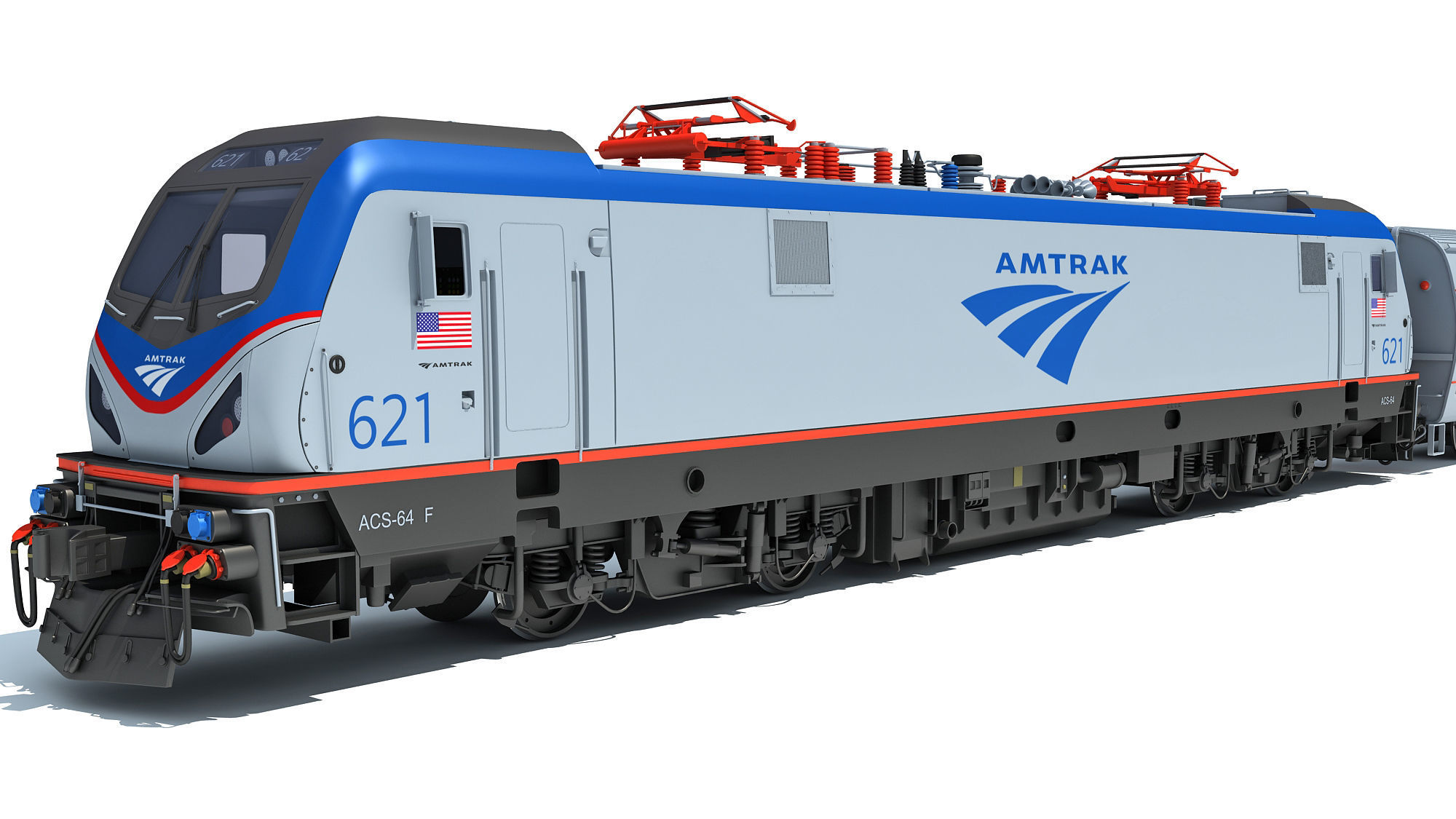 ACS-64 Amtrak Passenger Train 3D model_14