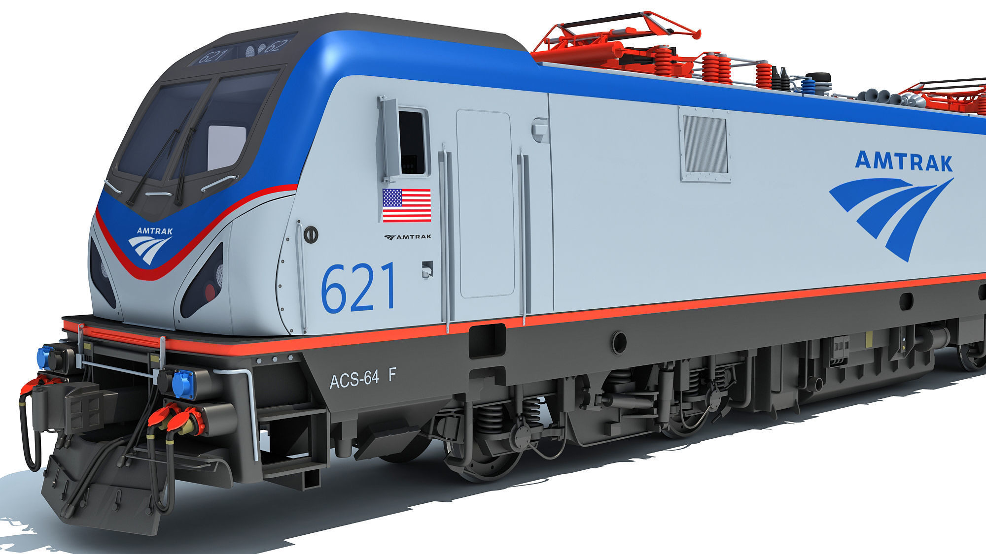 ACS-64 Amtrak Passenger Train 3D model_16