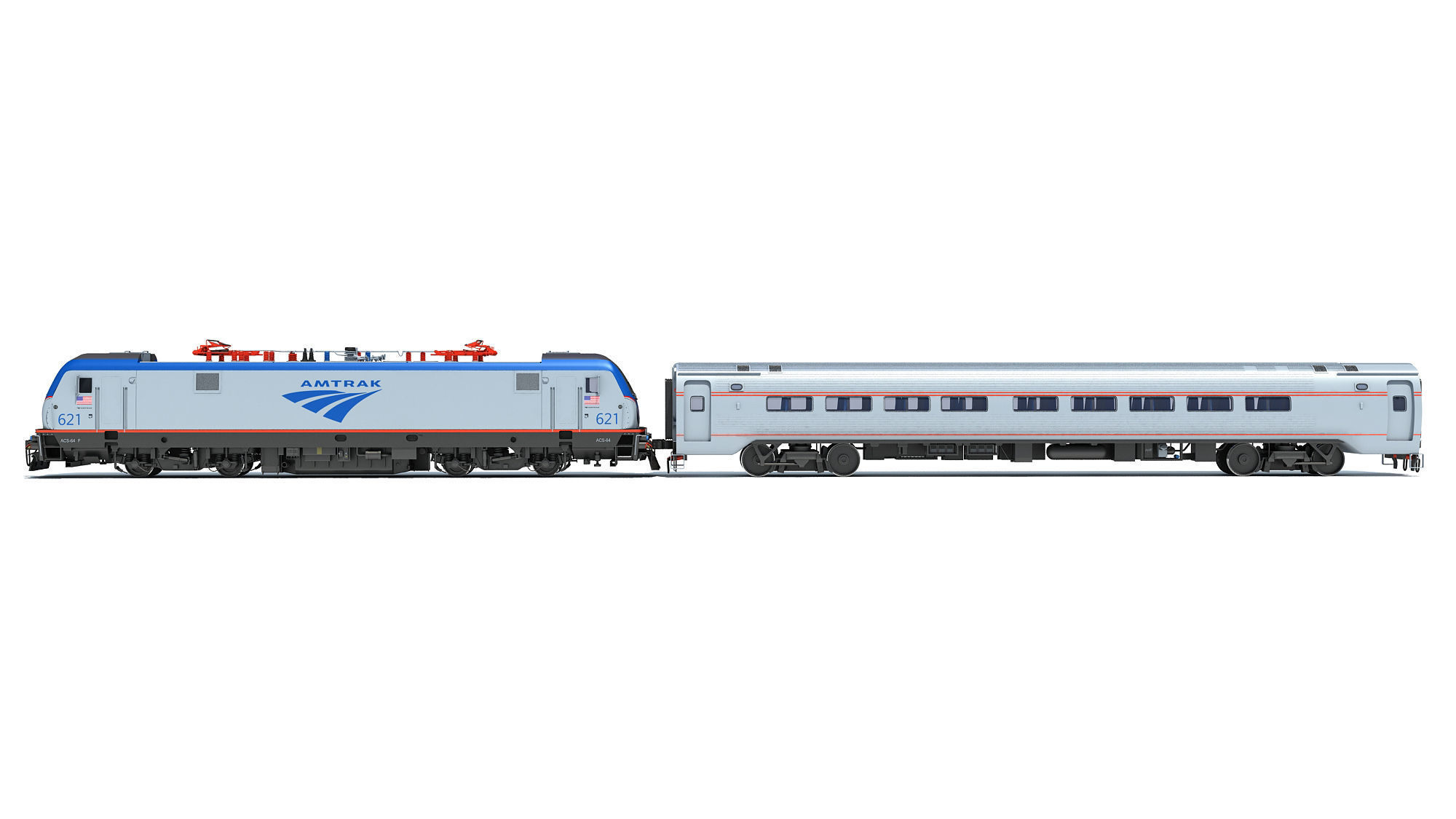 ACS-64 Amtrak Passenger Train 3D model_1
