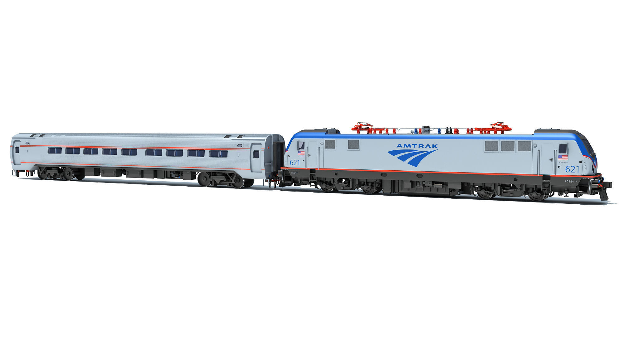 ACS-64 Amtrak Passenger Train 3D model_7