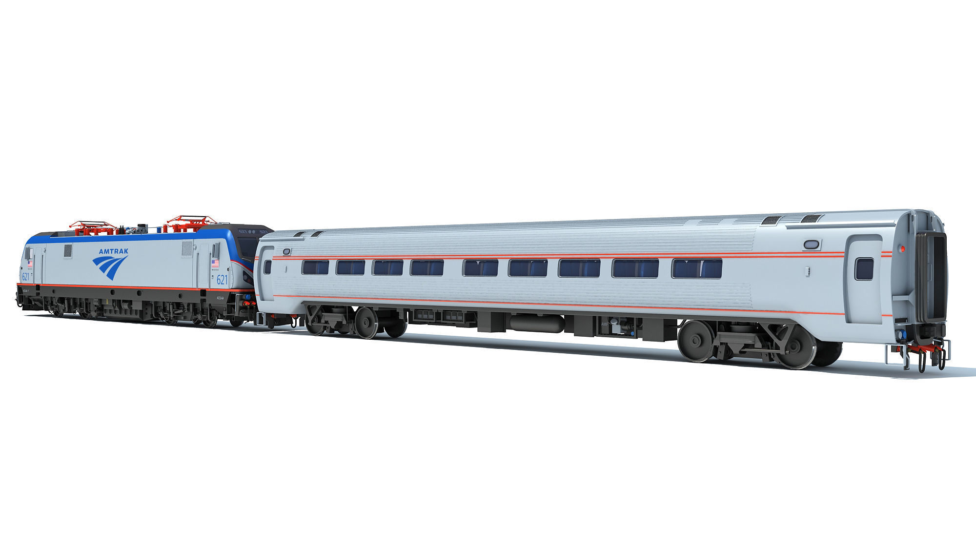 ACS-64 Amtrak Passenger Train 3D model_2