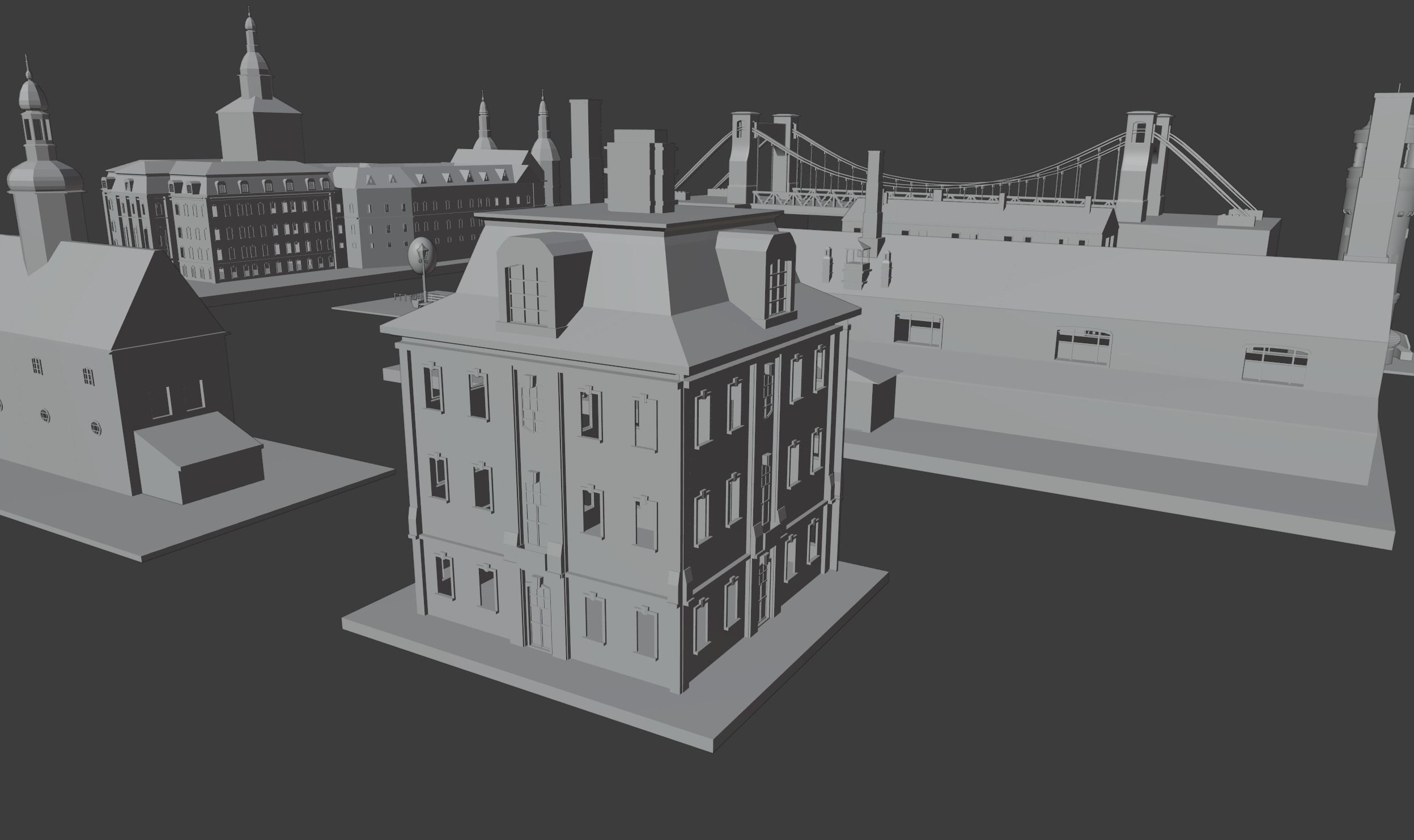 Low Poly Building Pack 3D model_3