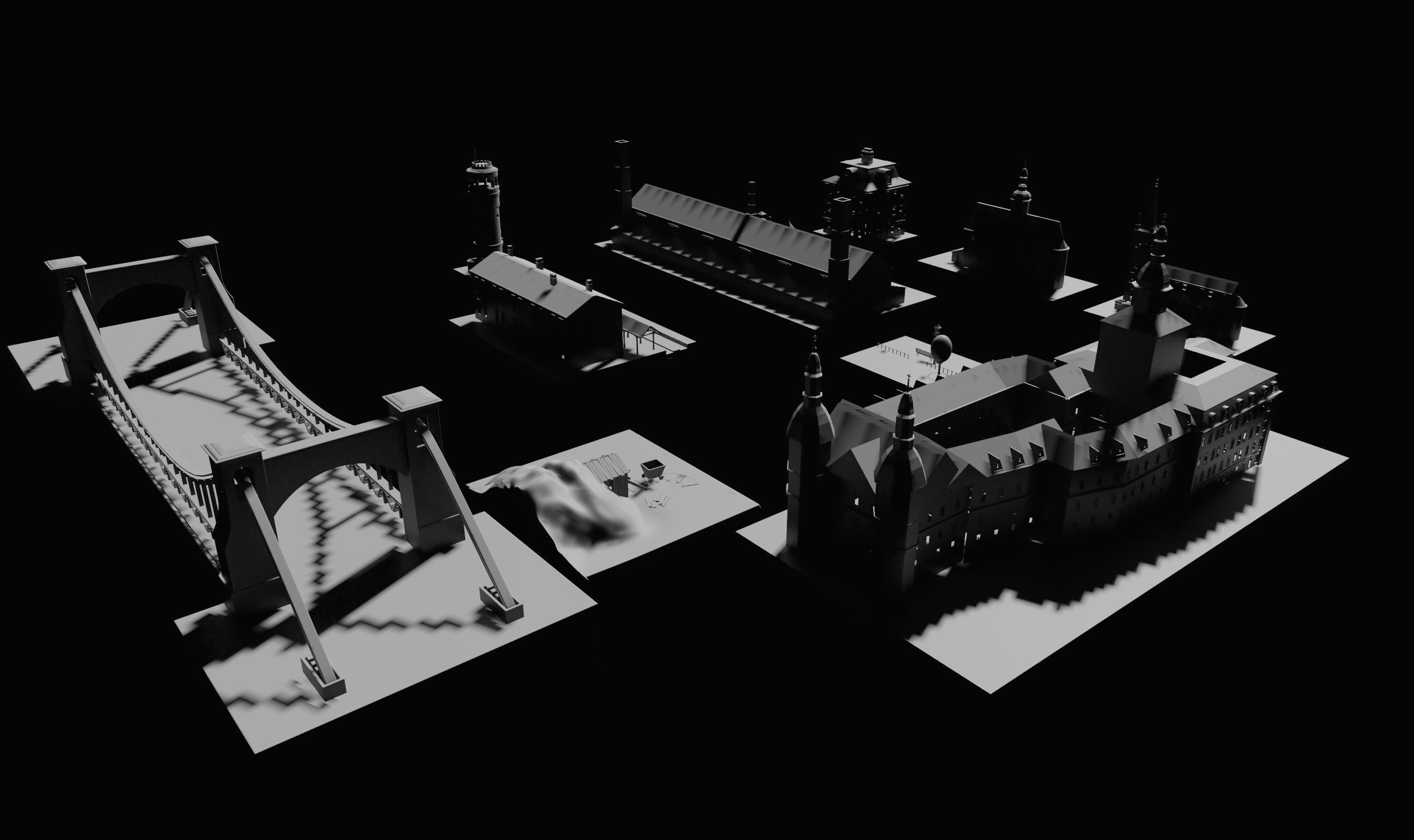 Low Poly Building Pack 3D model_2