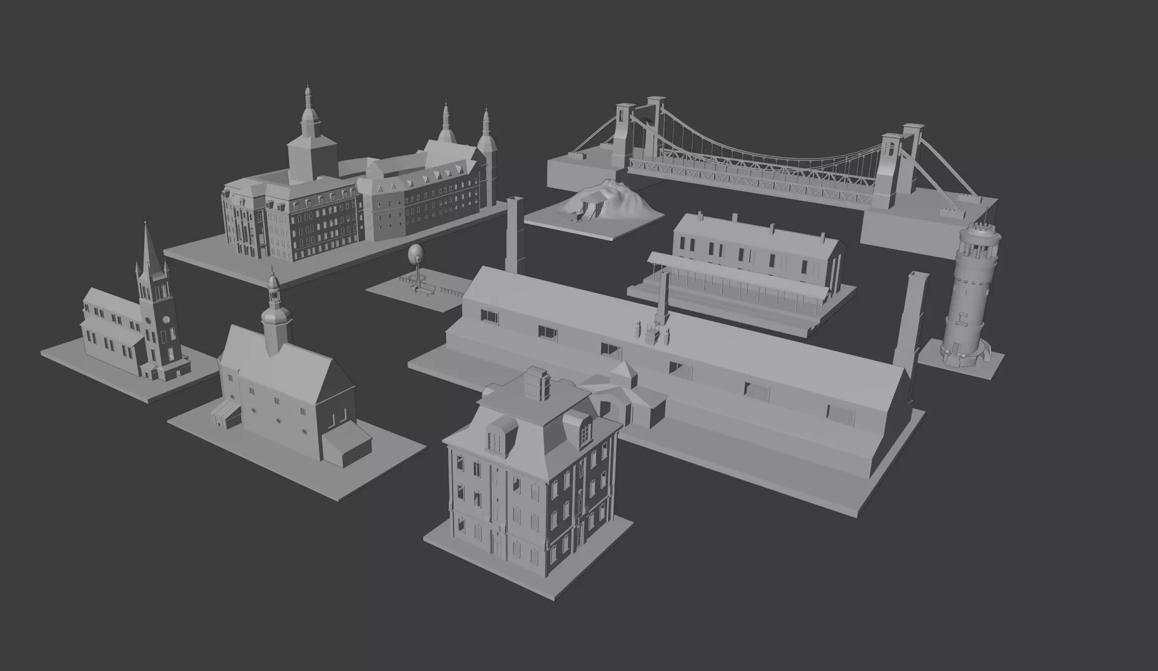 Low Poly Building Pack 3D model_0