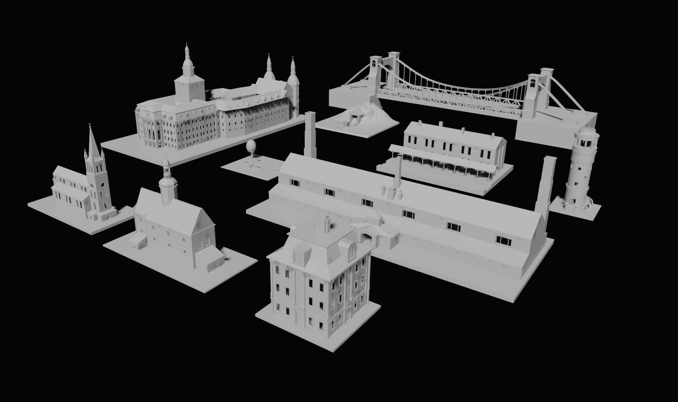 Low Poly Building Pack 3D model_6