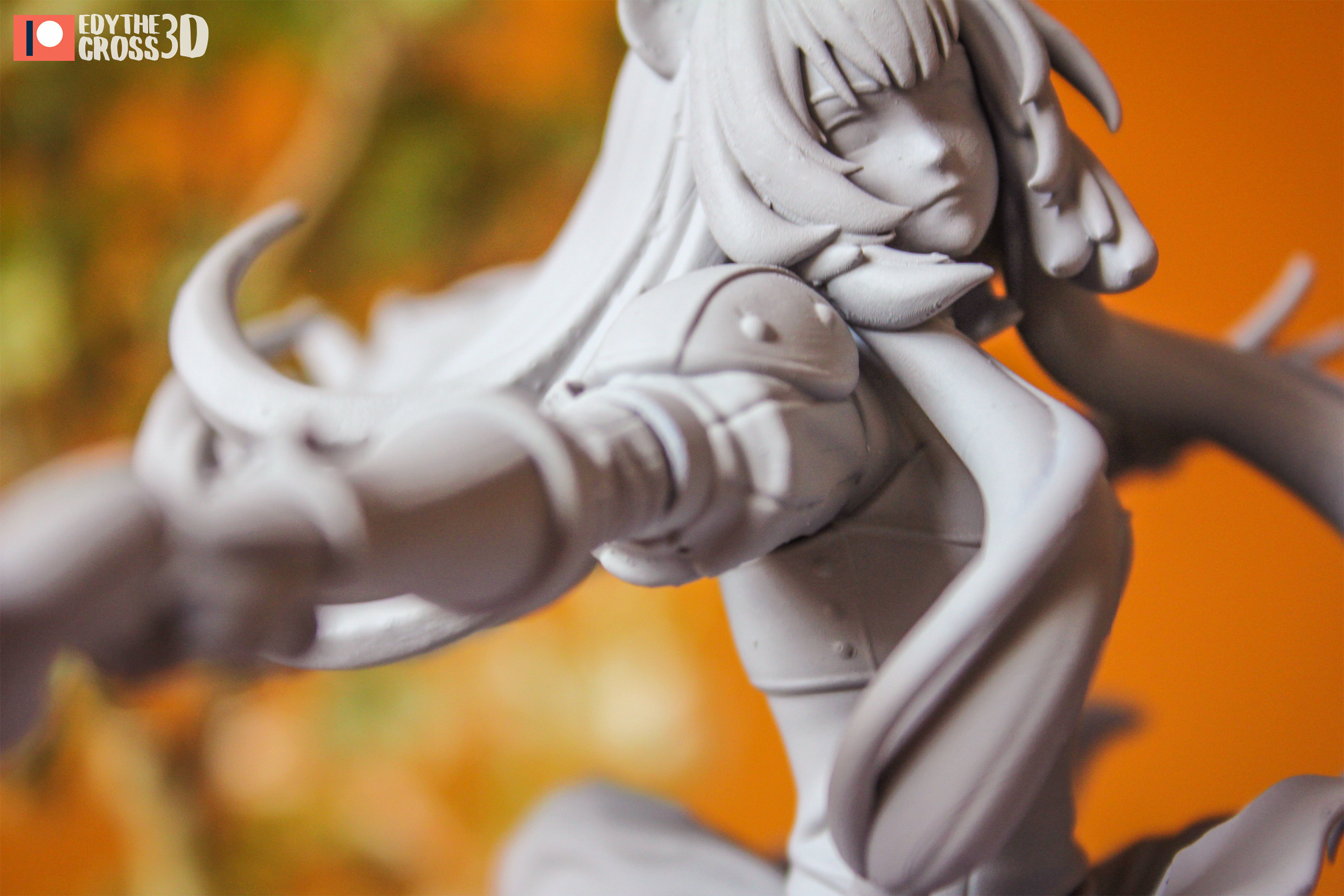 Raphtalia statue of girl running on rock 3D print model_6